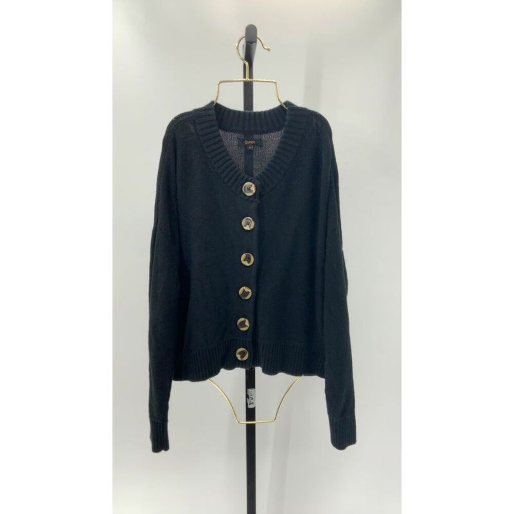 Quince Black Button-Up Sweater